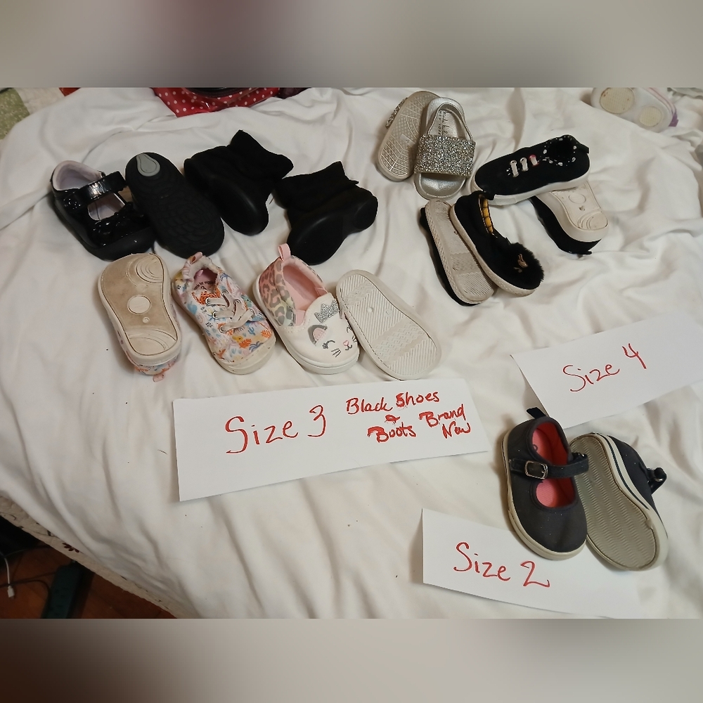 Lot Of 8 Girls Sz 2, 3 &4 Shoes/boots. Brand New & Gently Worn Brand Names